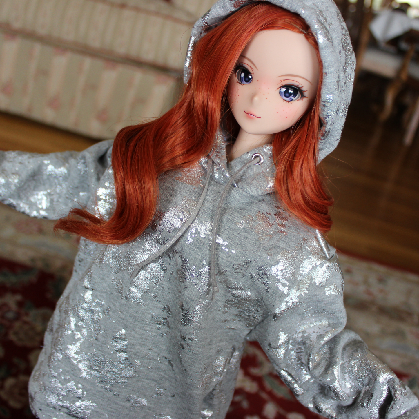 Silver Marble Oversized Hoodie for Smart Dolls - The Doll Fairy