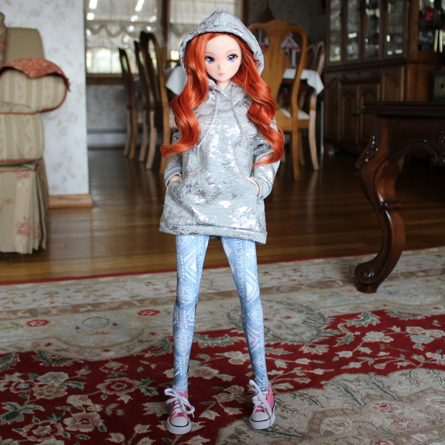 Silver Marble Oversized Hoodie for Smart Dolls - The Doll Fairy