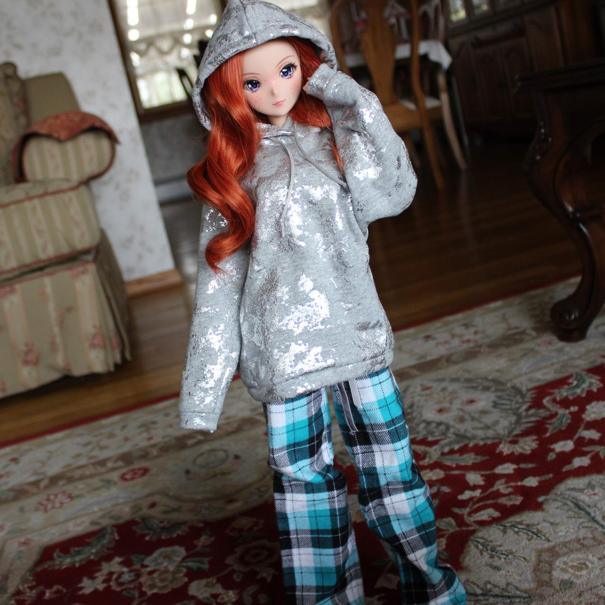Silver Marble Oversized Hoodie for Smart Dolls - The Doll Fairy