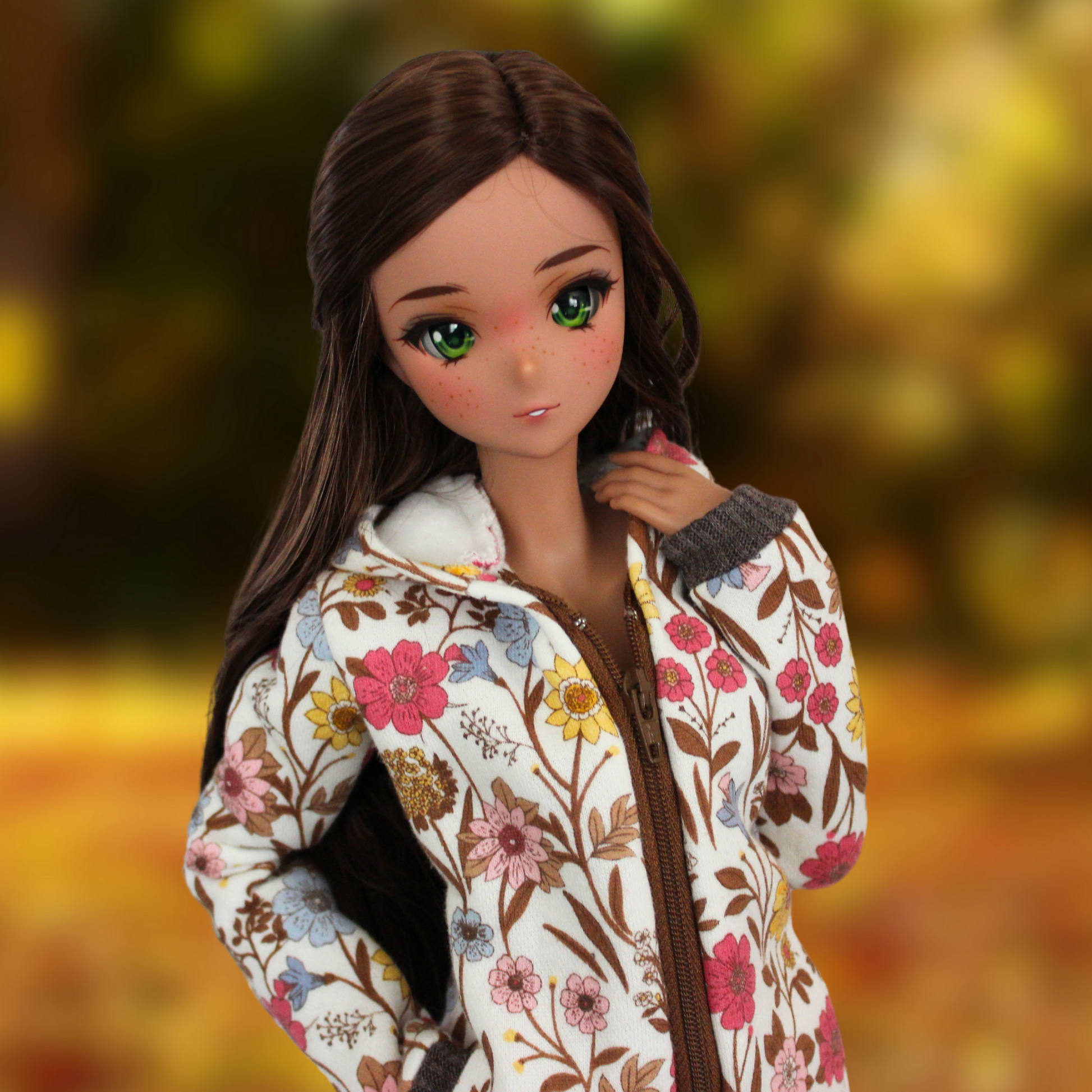 Floral Fleece-Lined Zip-Up Hoodie for Smart Dolls - The Doll Fairy