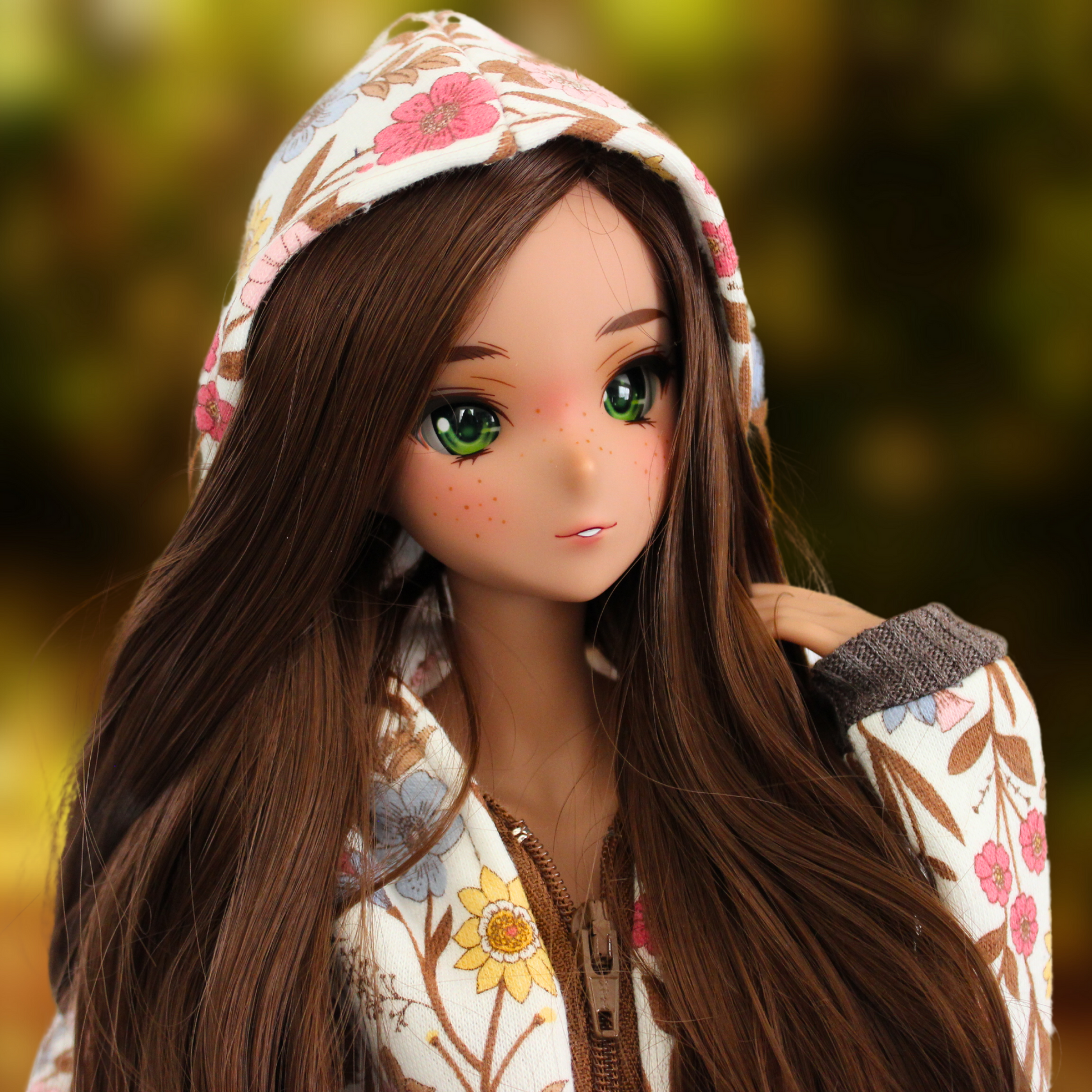 Floral Fleece-Lined Zip-Up Hoodie for Smart Dolls - The Doll Fairy