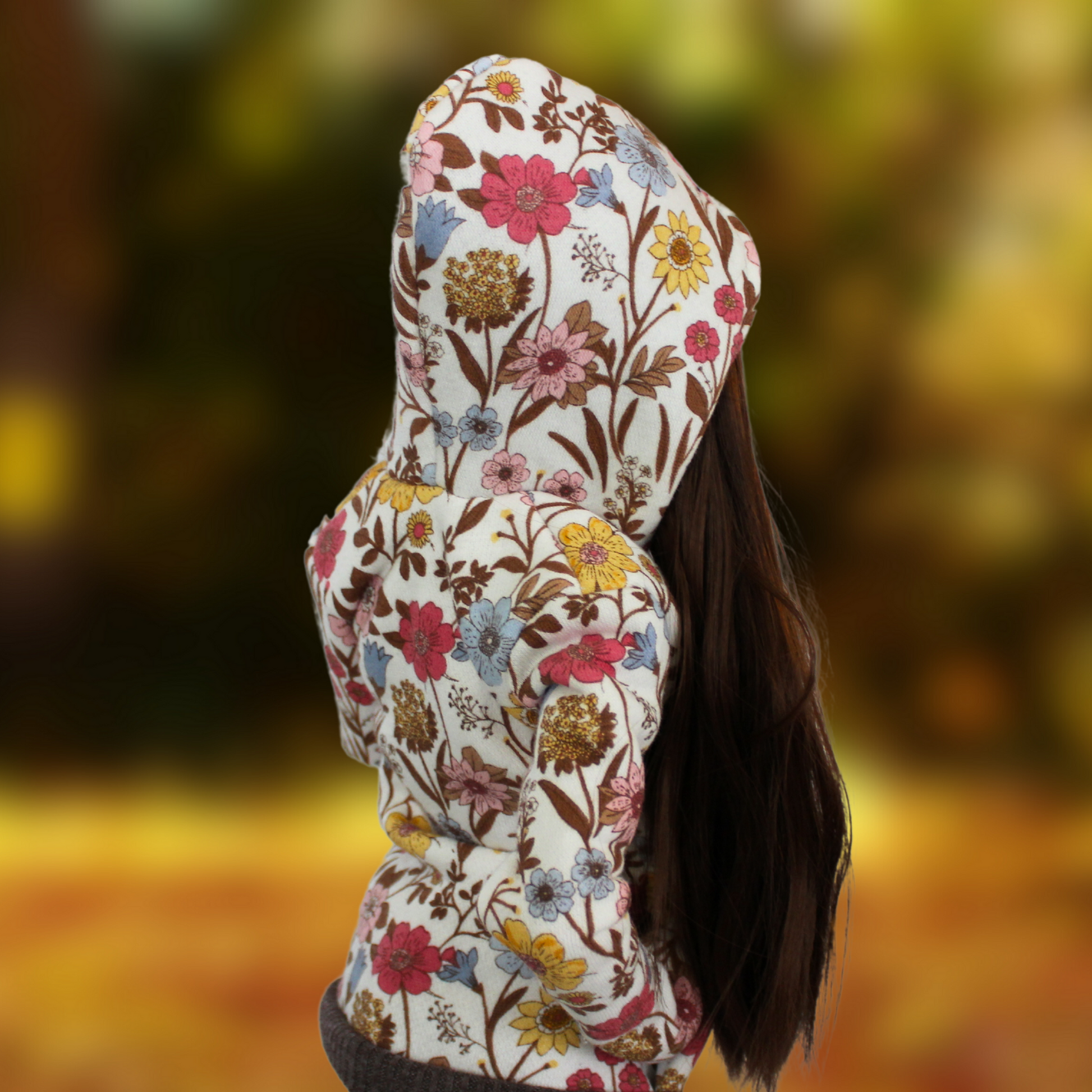 Floral Fleece-Lined Zip-Up Hoodie for Smart Dolls - The Doll Fairy