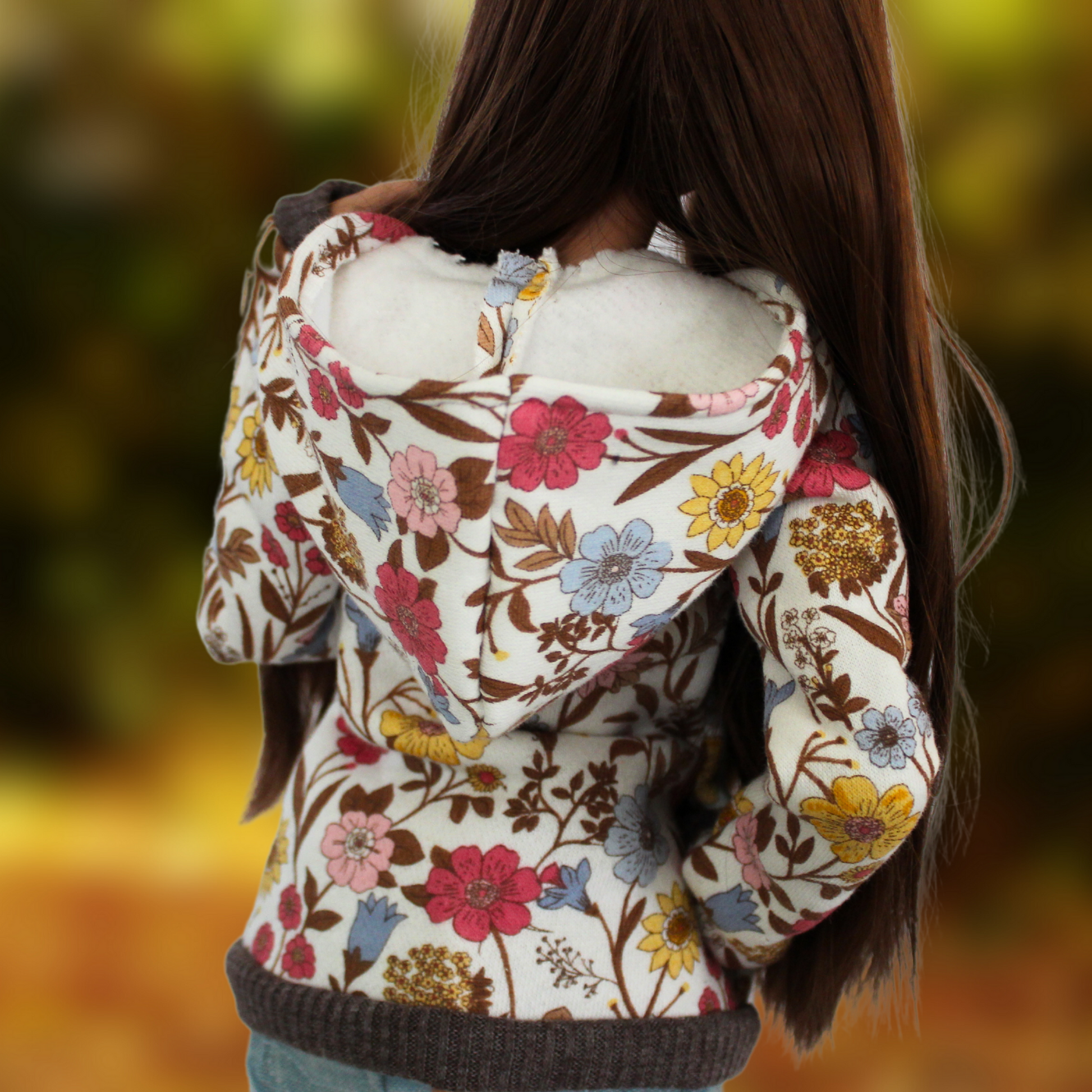 Floral Fleece-Lined Zip-Up Hoodie for Smart Dolls - The Doll Fairy