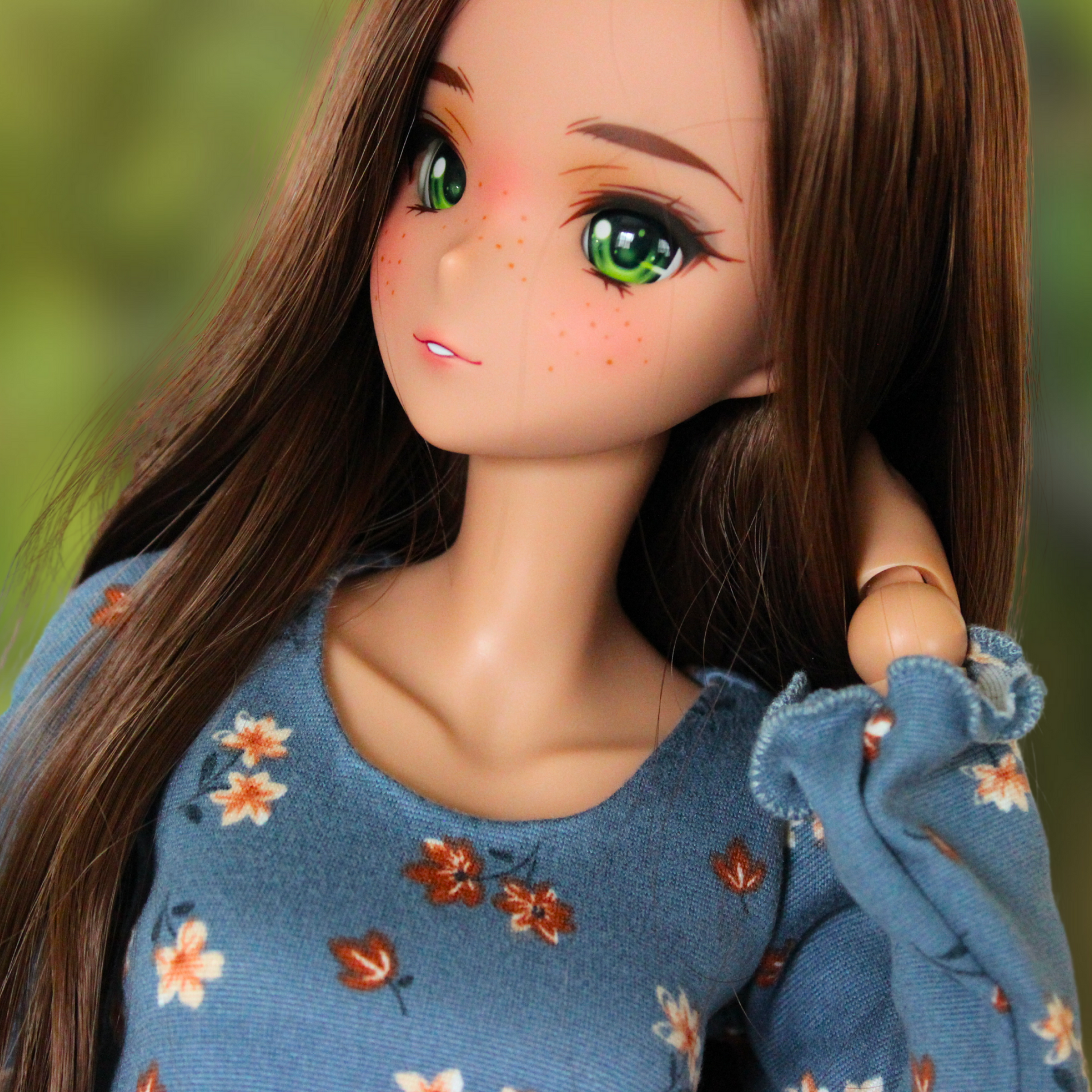 Blue Floral Blouse and Button-Down Skirt Set - The Doll Fairy