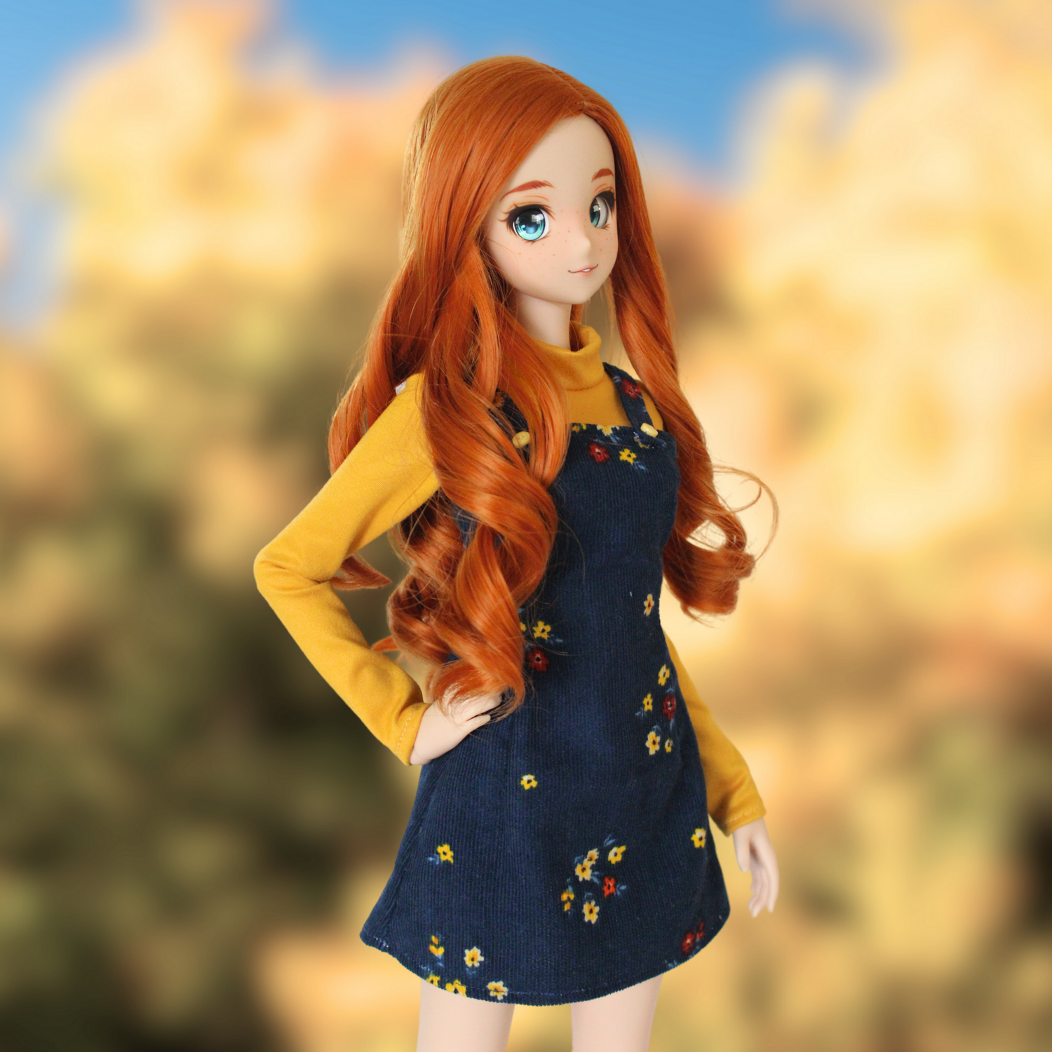 Autumn Floral Jumper Dress and Turtleneck Set for Smart Dolls - The Doll Fairy