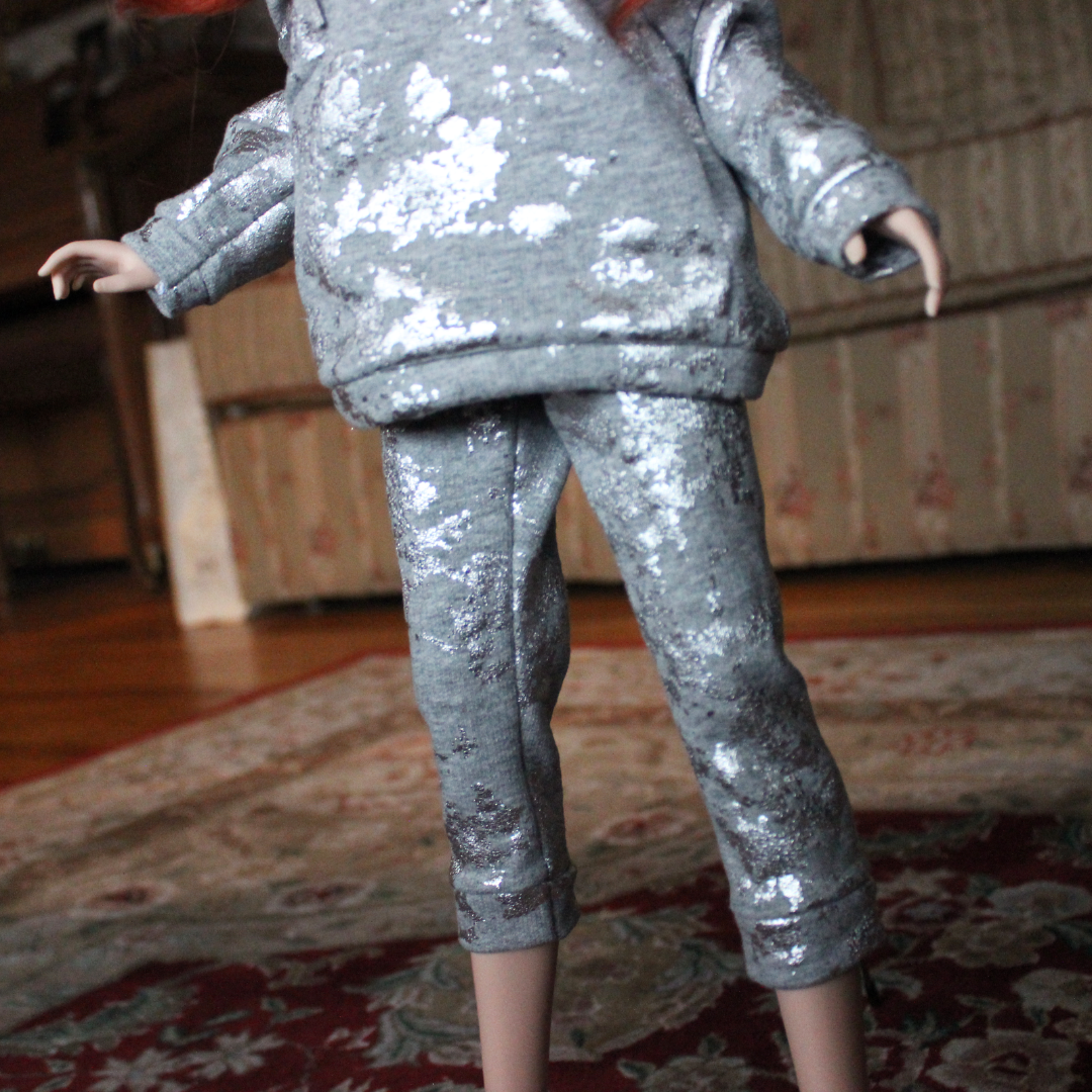 Silver Marble Jogger Pants - The Doll Fairy