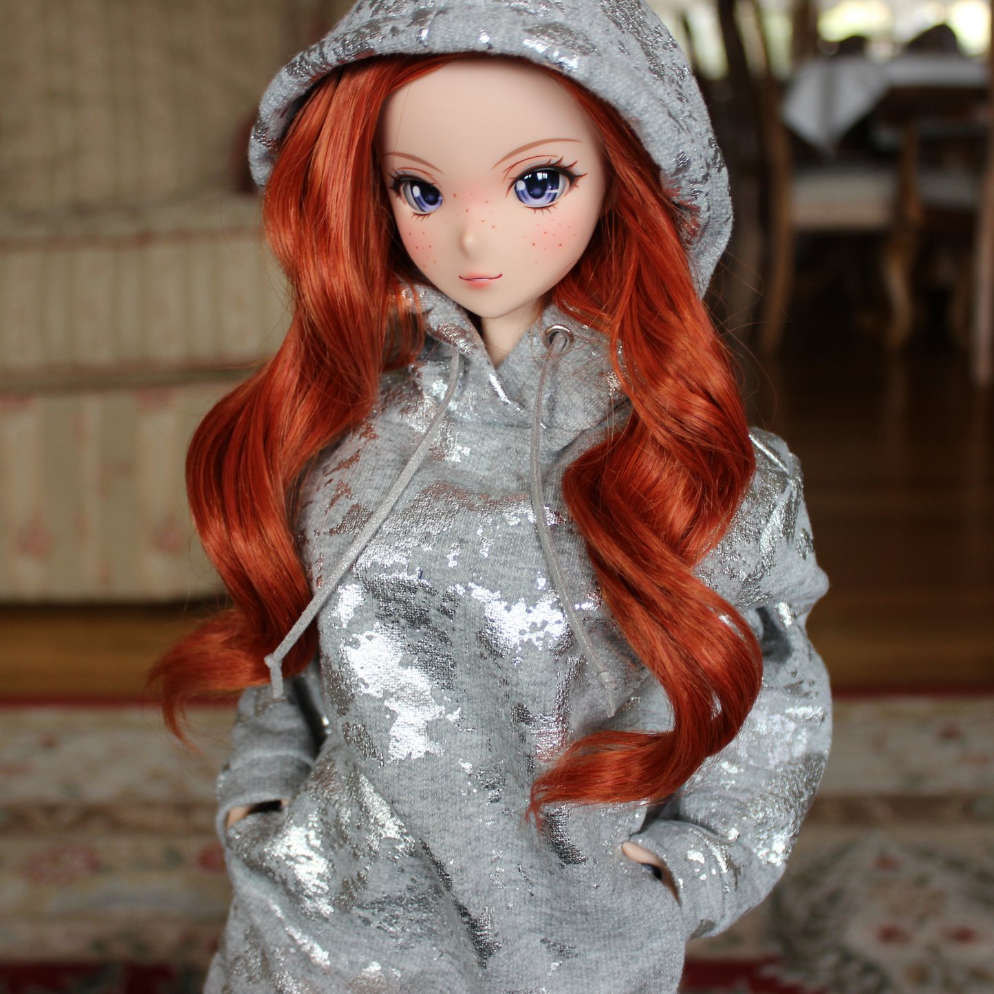 Silver Marble Oversized Hoodie for Smart Dolls - The Doll Fairy