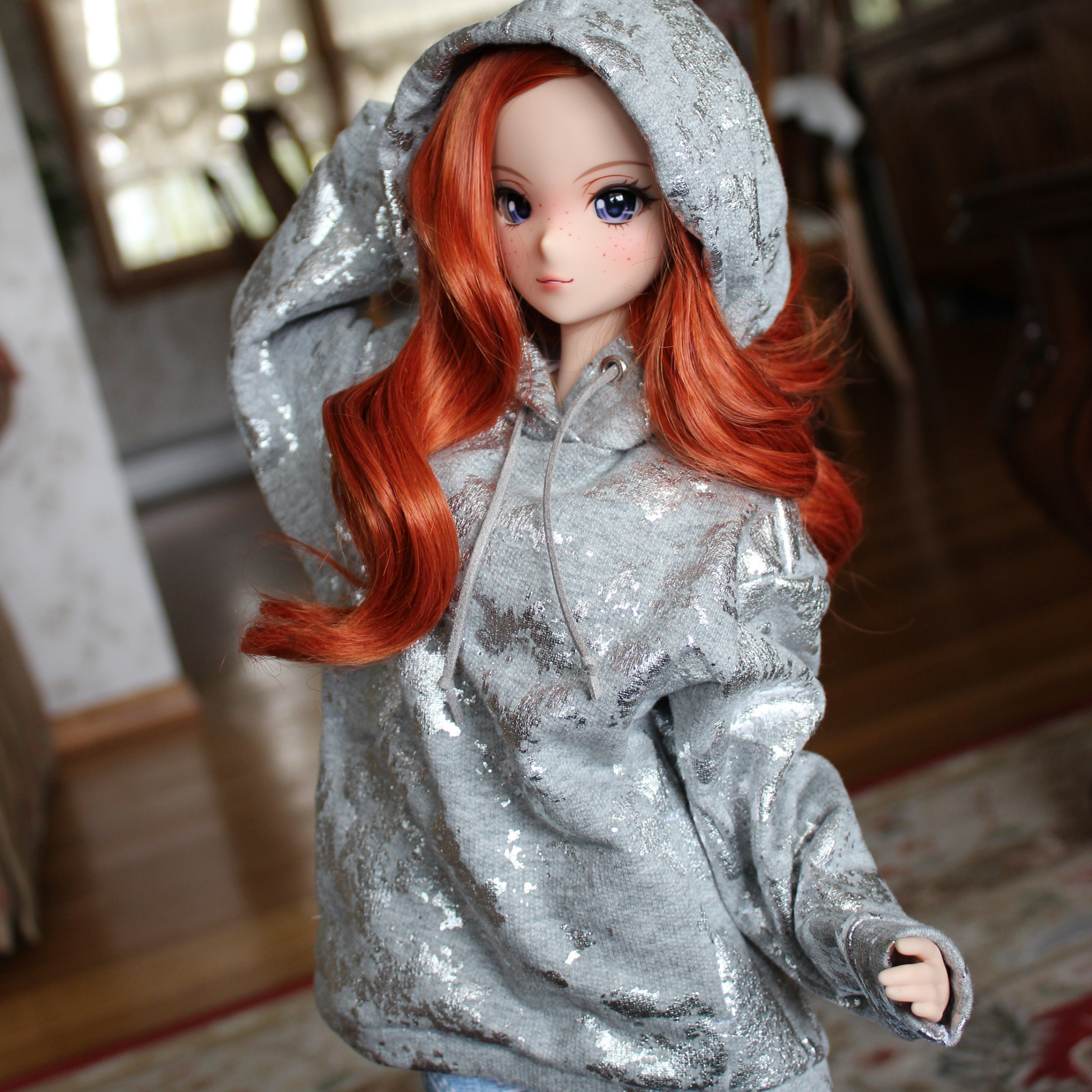 Silver Marble Oversized Hoodie for Smart Dolls - The Doll Fairy