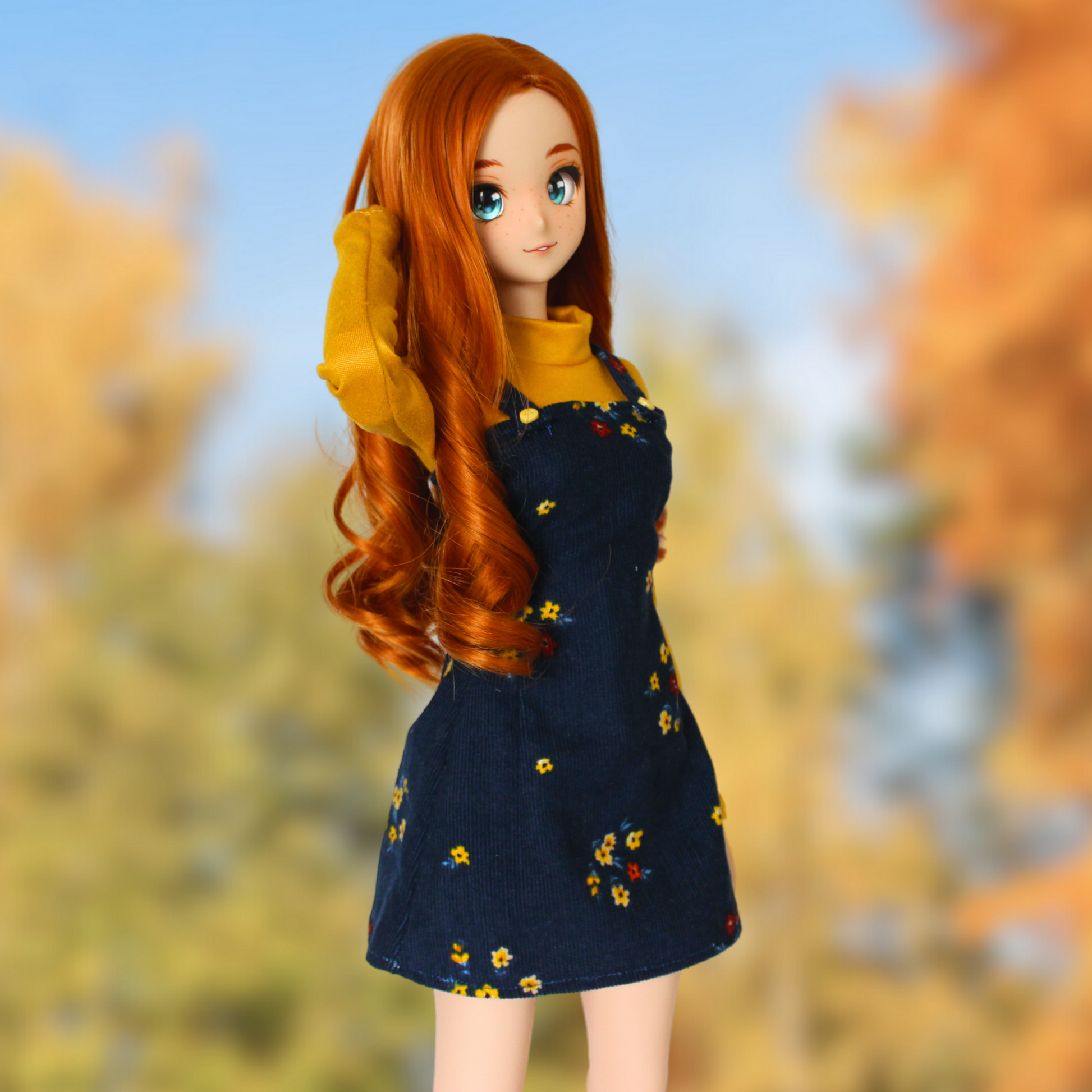 Autumn Floral Jumper Dress and Turtleneck Set for Smart Dolls - The Doll Fairy