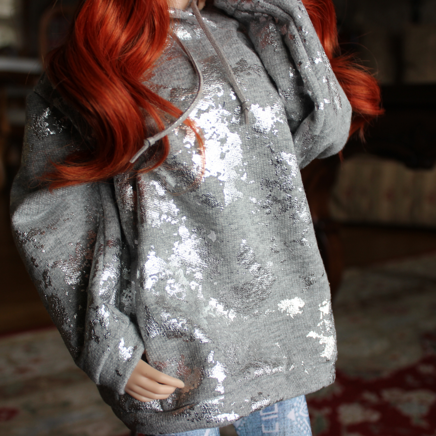 Silver Marble Oversized Hoodie for Smart Dolls - The Doll Fairy