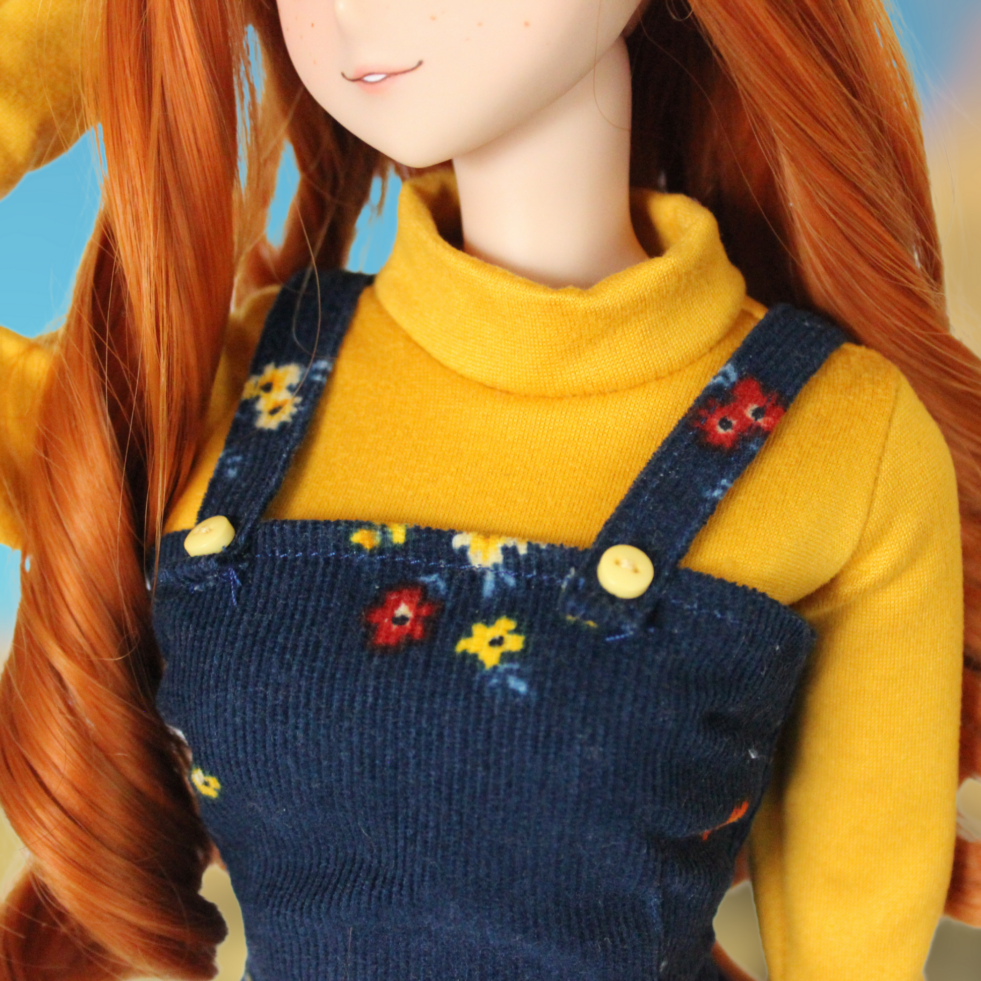 Autumn Floral Jumper Dress and Turtleneck Set for Smart Dolls - The Doll Fairy
