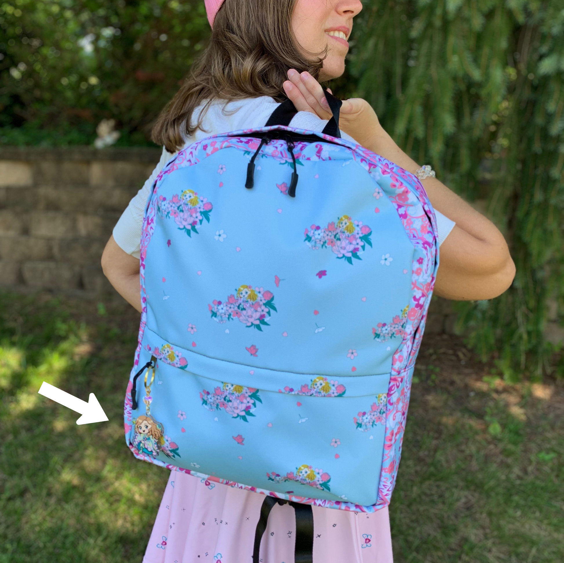 Doll Fairy Chibi Acrylic Charm Key Chain with Crystal Heart - The Doll Fairy