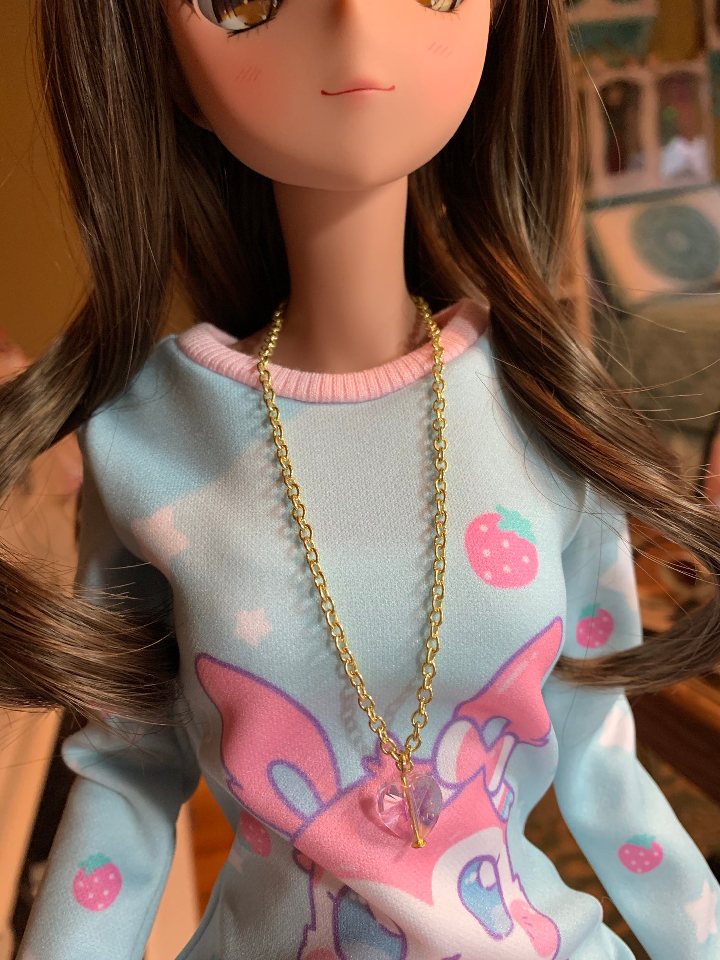 Doll Fairy Signature Crystal Heart Necklace for Smart Dolls/ SD size BJD - The Doll Fairy