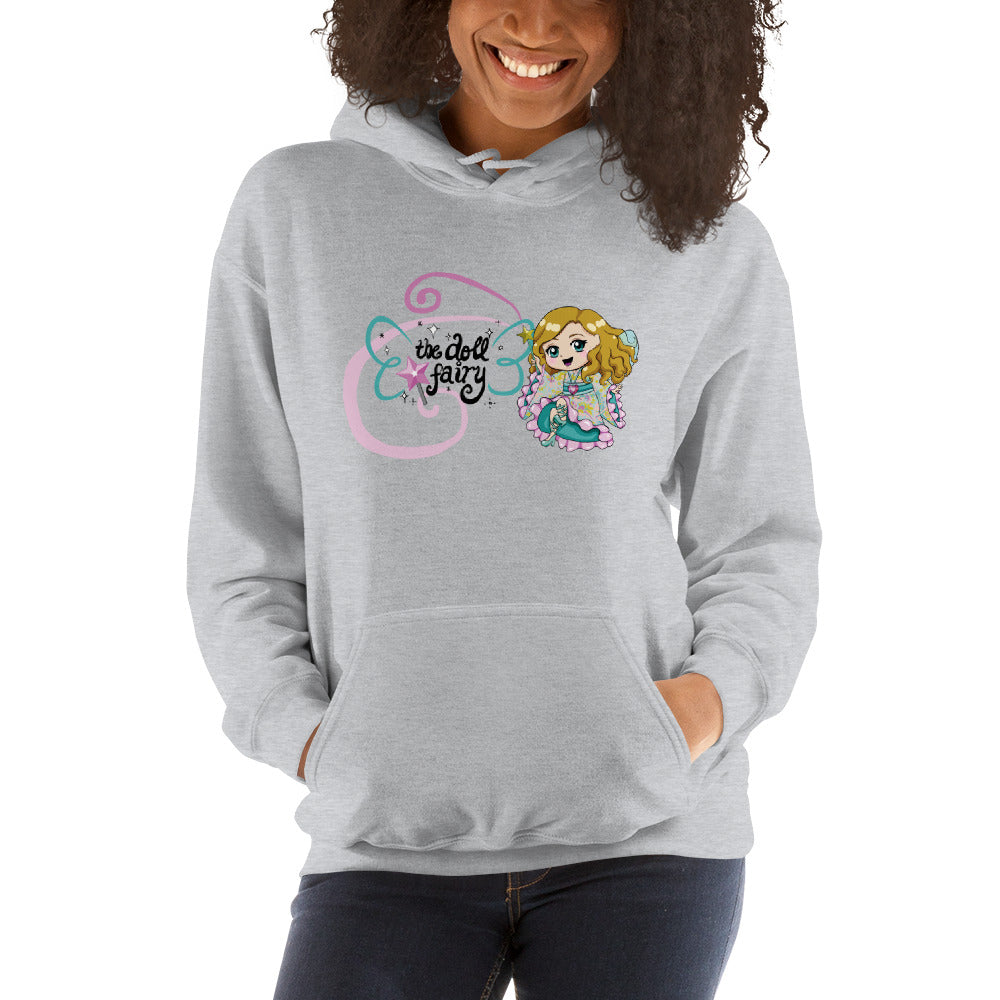 Doll Fairy Wings Unisex Hooded Sweatshirt (White, Gray) - The Doll Fairy