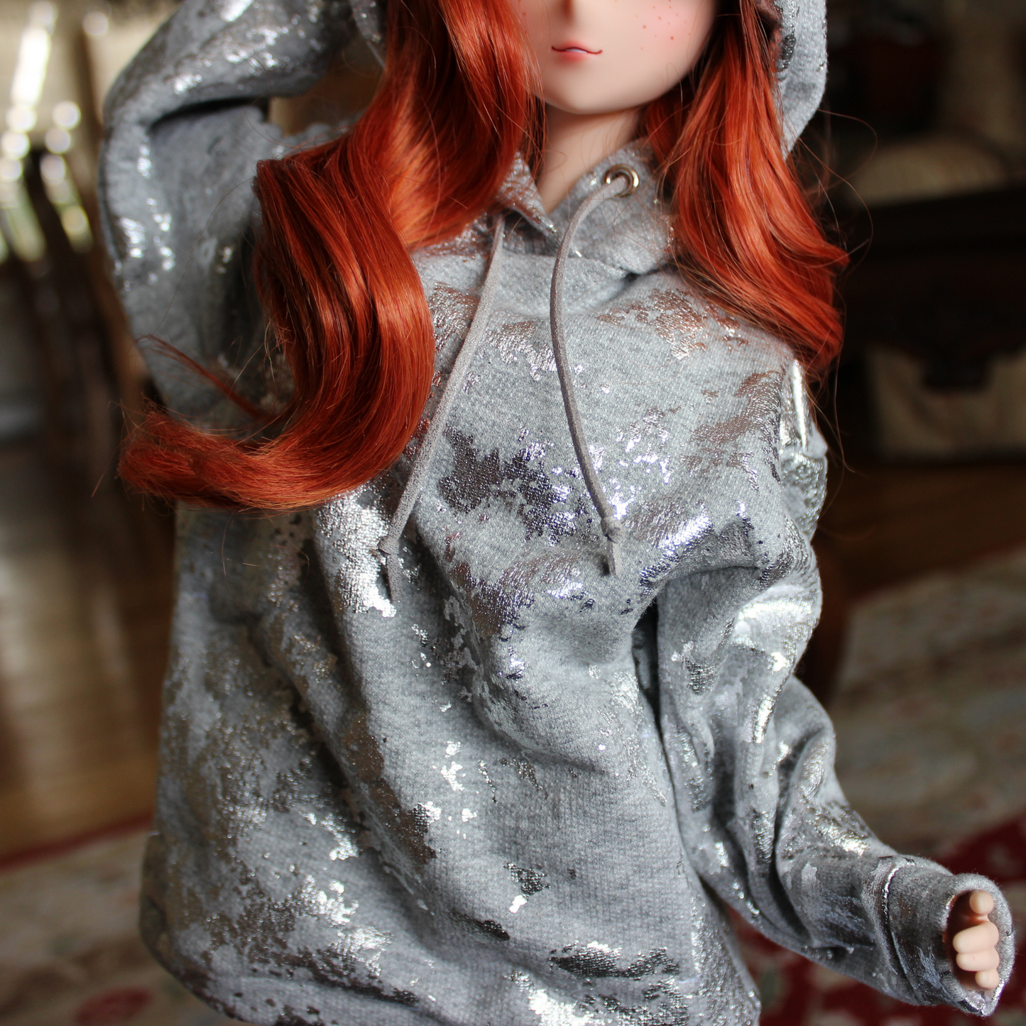Silver Marble Oversized Hoodie for Smart Dolls - The Doll Fairy