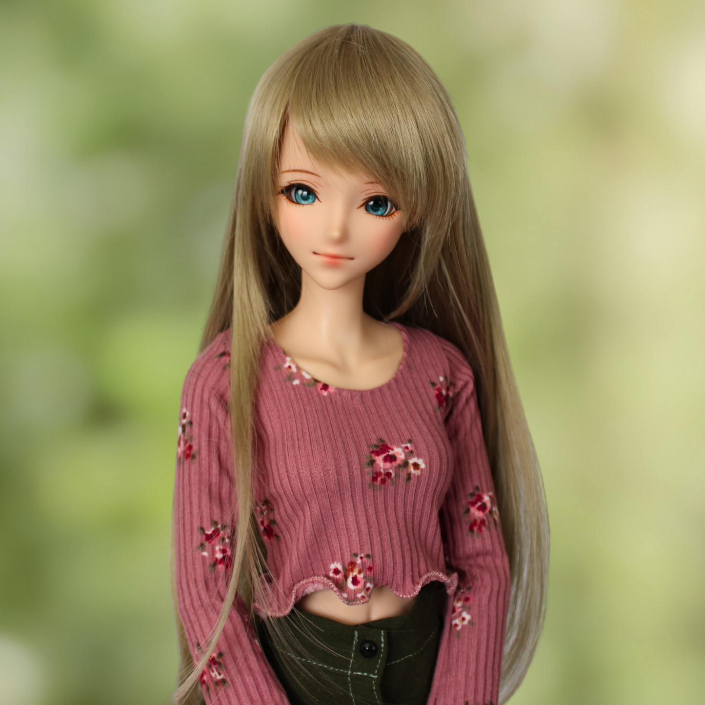 Pink Floral Blouse and Button-Down Skirt Set - The Doll Fairy