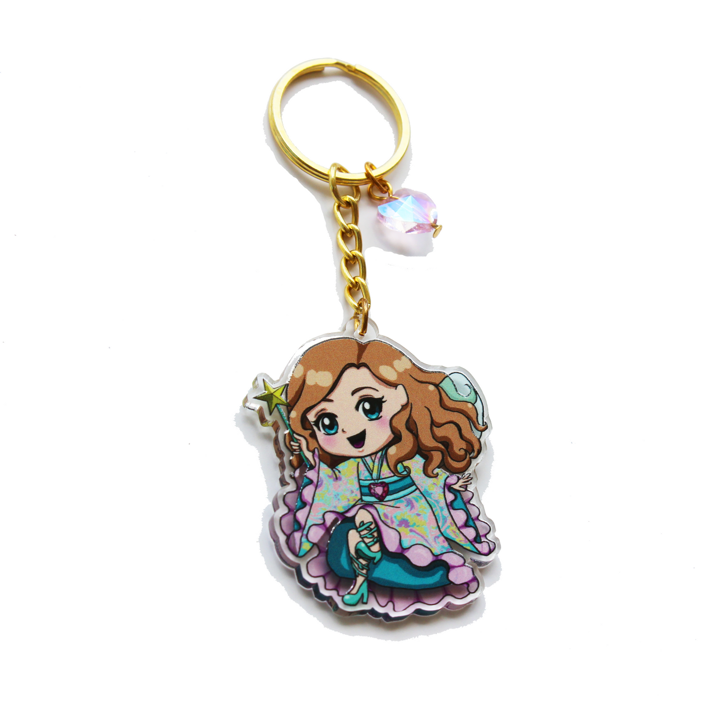 Doll Fairy Chibi Acrylic Charm Key Chain with Crystal Heart - The Doll Fairy