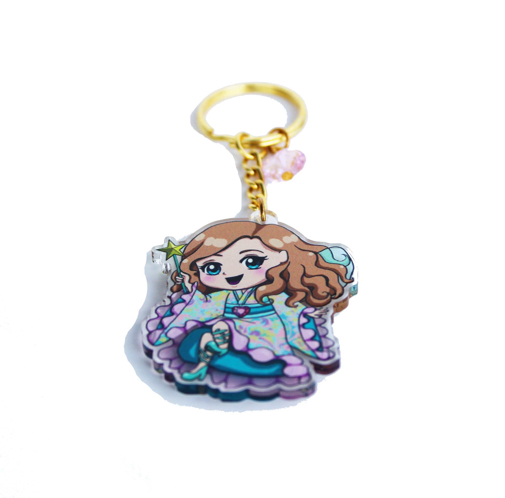 Doll Fairy Chibi Acrylic Charm Key Chain with Crystal Heart - The Doll Fairy